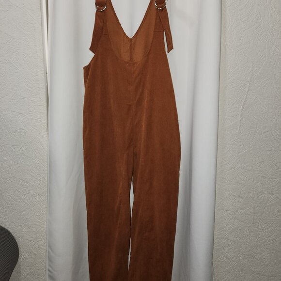 Women's Boho Orange Corduroy soft oversized overalls - Picture 11 of 11